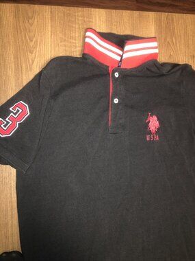US POLO ASSN Short Sleeve Black Polo Shirt Size XL Logo Buttons Number 3